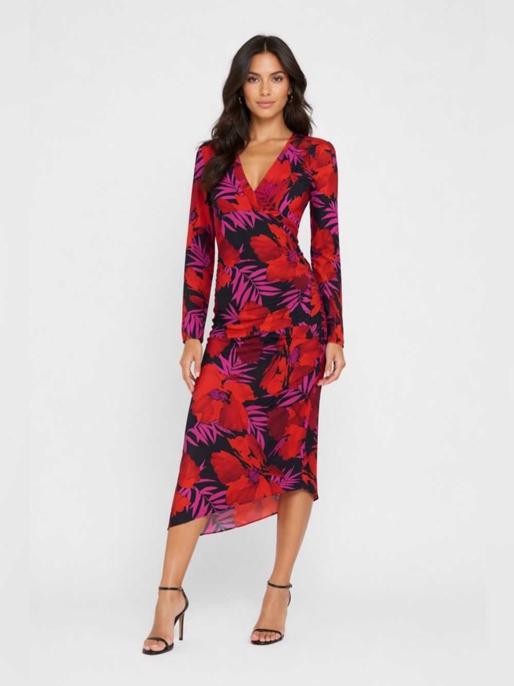 Veronica Beard Alvaro Red Floral Midi Dress ~ Sz 0 - Picture 2 of 12